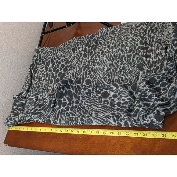 Ruby Rd Open Front Cardigan L Black White Waterfall Draped Animal Print Flowy - Picture 6 of 9